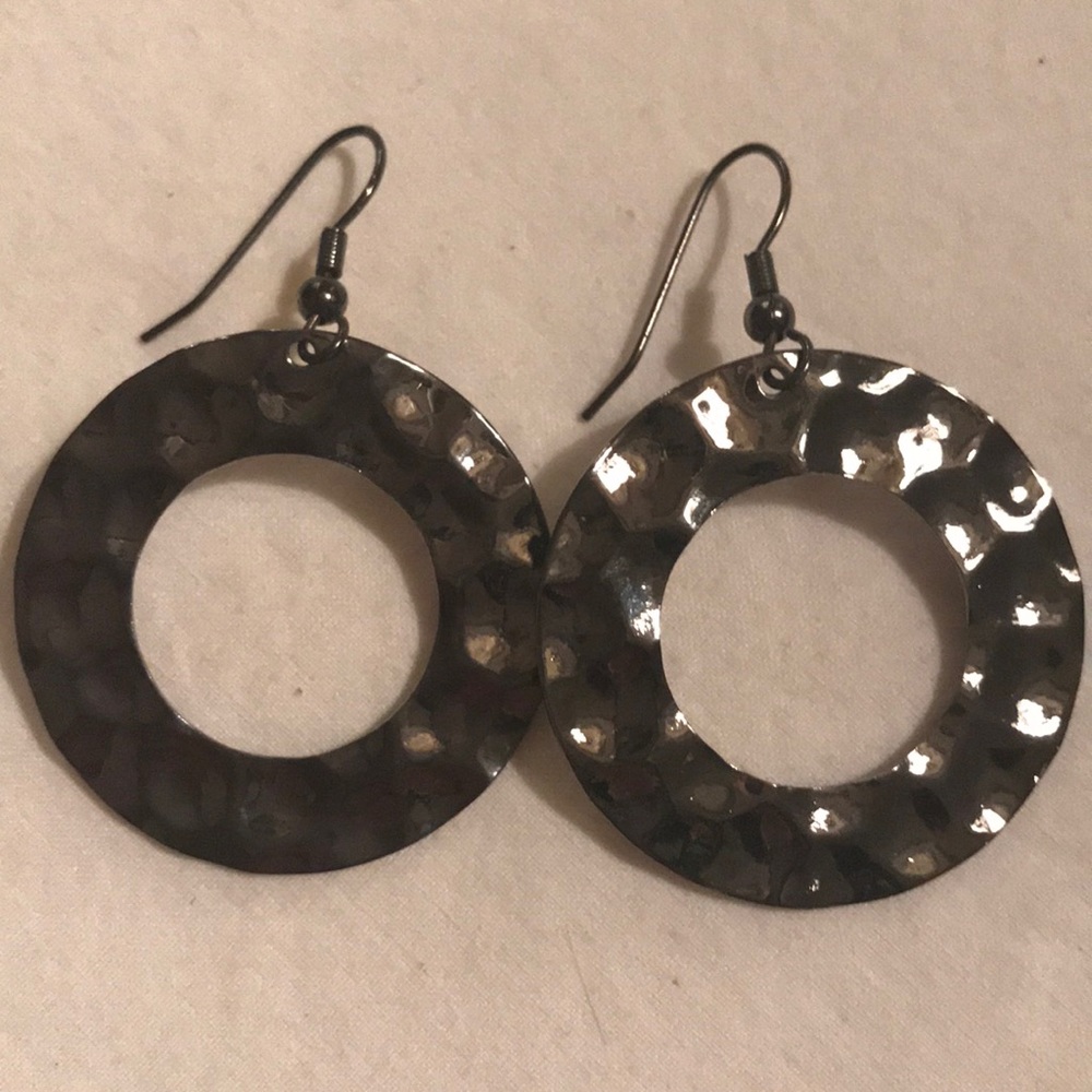 Chico’s Hematite Finish Hoop Earrings